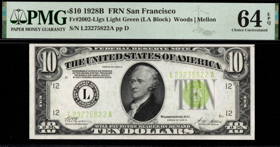 1928B $10 FRN L23275822A 64Q