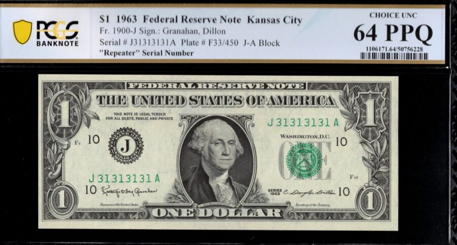 1963 $1 FRN J31313131A 64Q