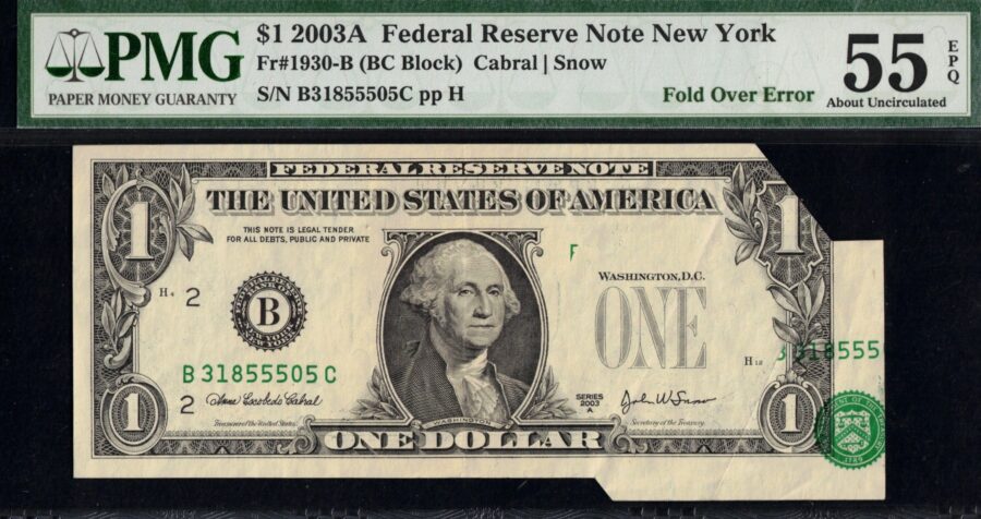 2003A $1 FRN "OPEN PRINTED-FOLD" 55Q