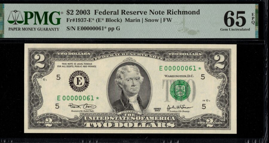 2003 $2 FRN E00000061* STAR 65Q