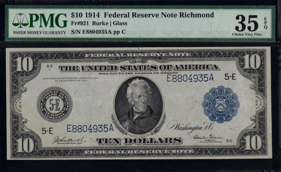 FR-921 1914 $10 FRN RICHMOND 35Q