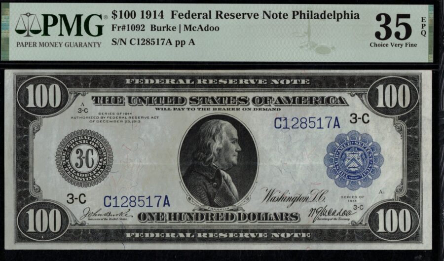 FR-1092 1914 $100 FRN PHILADELPHIA 35Q