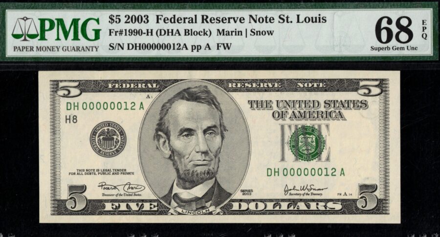 2003 $5 FRN DH00000012A 68Q