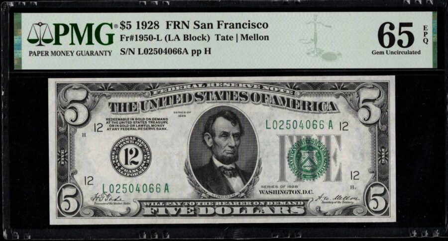 1928 $5 FRN L02504066A #65Q