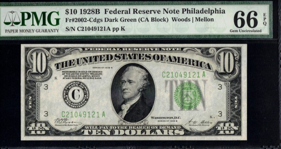 1928B $10 FRN C21049121A #66Q