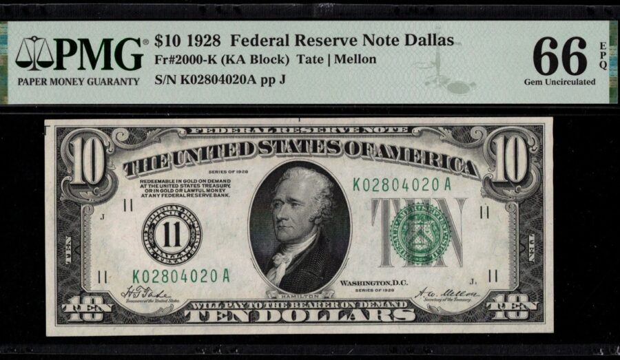 1928 $10 FRN K02804020A #66Q