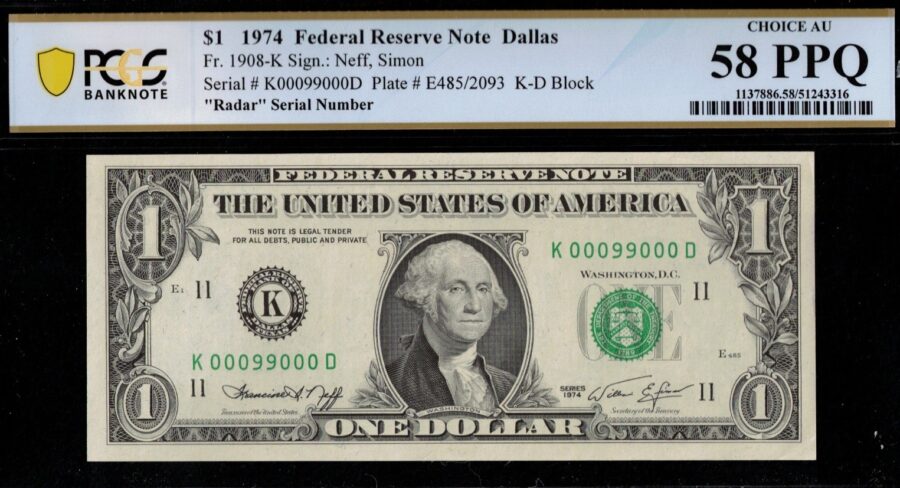 1974 $1 FRN K00099000D 58Q