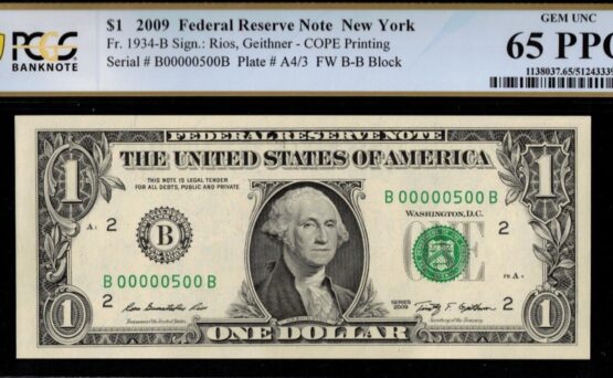 2009 $1 FRN B00000500B 65PPQ
