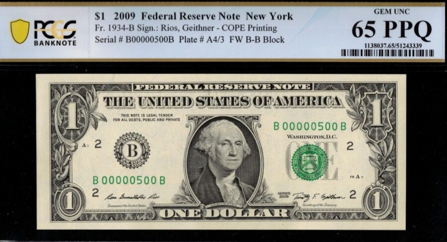 2009 $1 FRN B00000500B 65PPQ