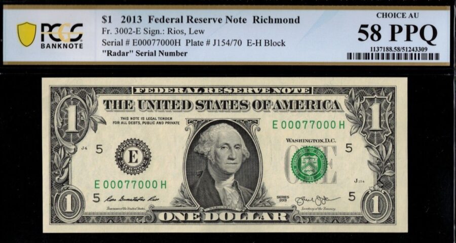 2013 $1 FRN E00077000H 58Q
