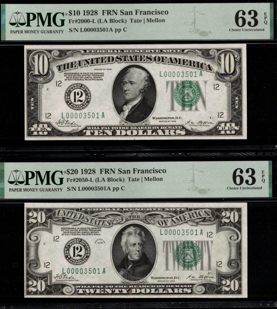 1928 $10-$20 FRN L00003501A 63EPQ