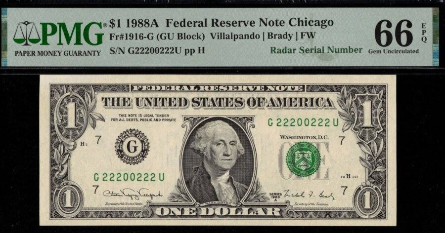 1988A $1 FRN G22200222U #66EPQ