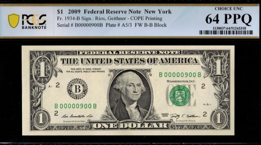 2009 $1.00 FRN B00000900B 64Q
