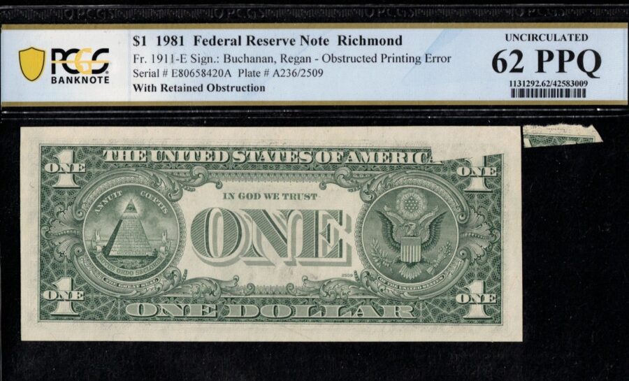 1981 $1 FRN "RETAINED OBSTRUCTION" 62Q