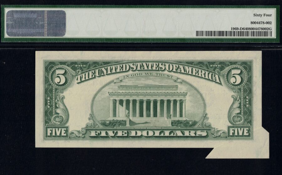 1969 $5 FRN FOLD-OVER ERROR #64