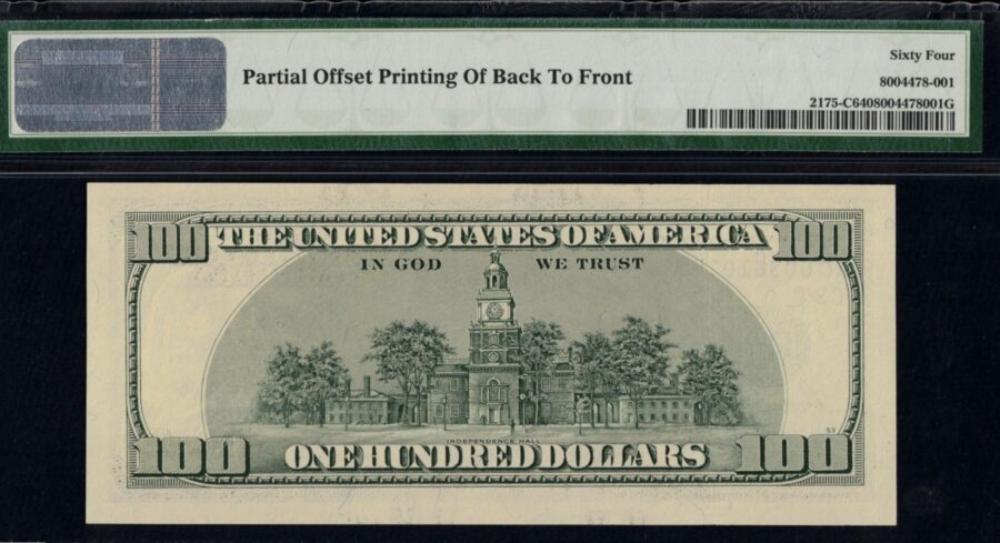 1996 $100 FRN "OFFSET ERROR" #64