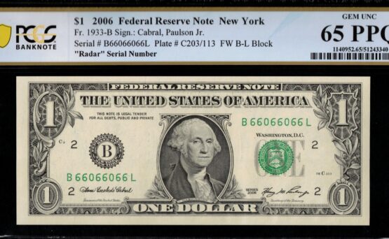 2006 $1 FRN B66066066L 65PPQ