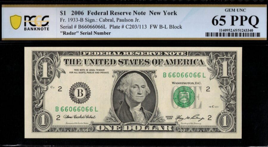 2006 $1 FRN B66066066L 65PPQ