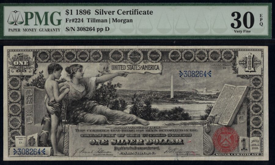 FR-224 1896 $1 SILVER EDUCATIONAL 30Q