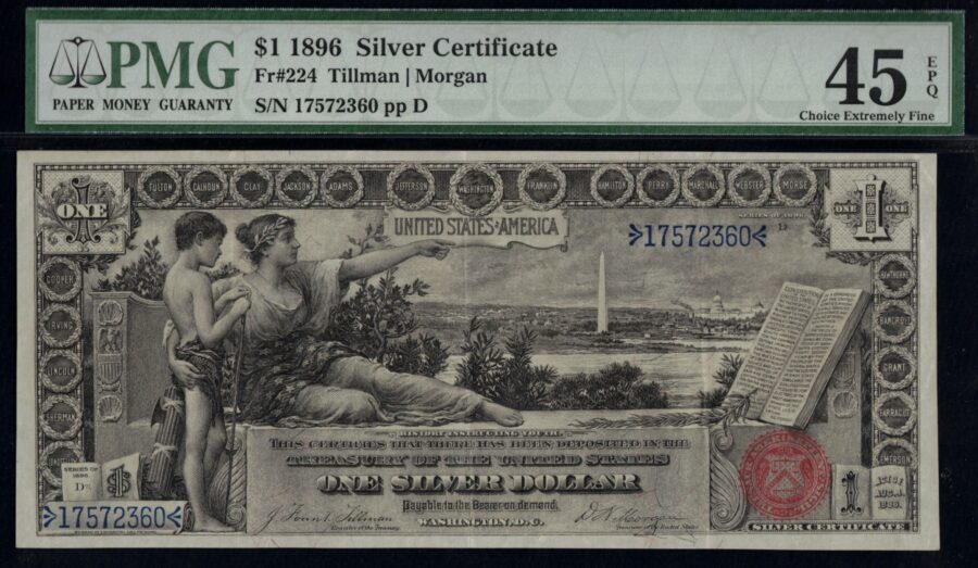 FR-224 1896 $1 SILVER EDUCATIONAL 45Q