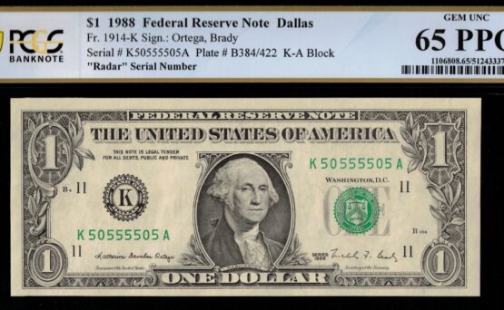 1988 $1 FRN K50555505A 65PPQ