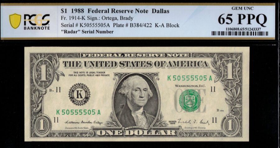 1988 $1 FRN K50555505A 65PPQ