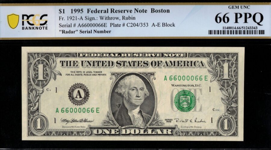 1995 $1 FRN A66000066E 66PPQ