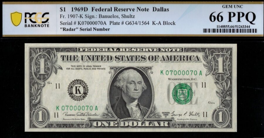 1969D $1 FRN K07000070A #66PPQ