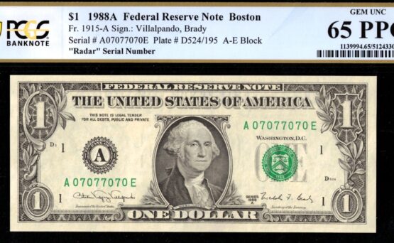 1988A $1 FRN A07077070E 65Q