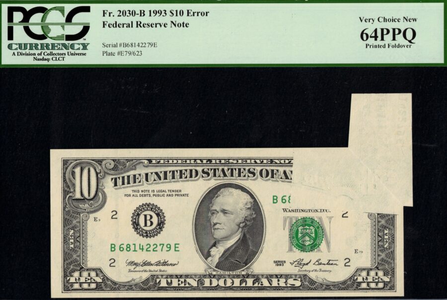 1993 $10 FRN FOLD + OFFSET #64Q