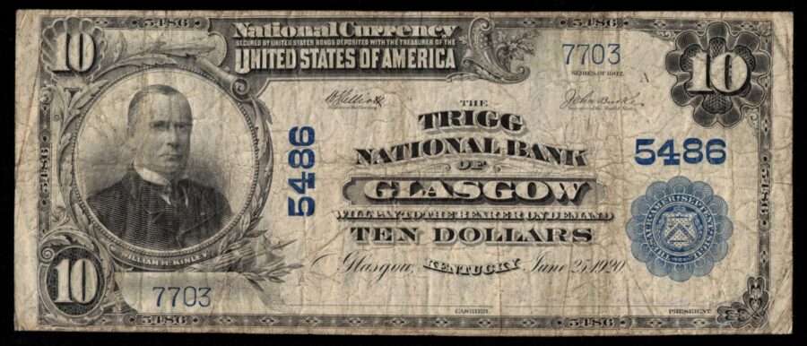 1902 $10 TRIGG NB OF GLASGOW KY