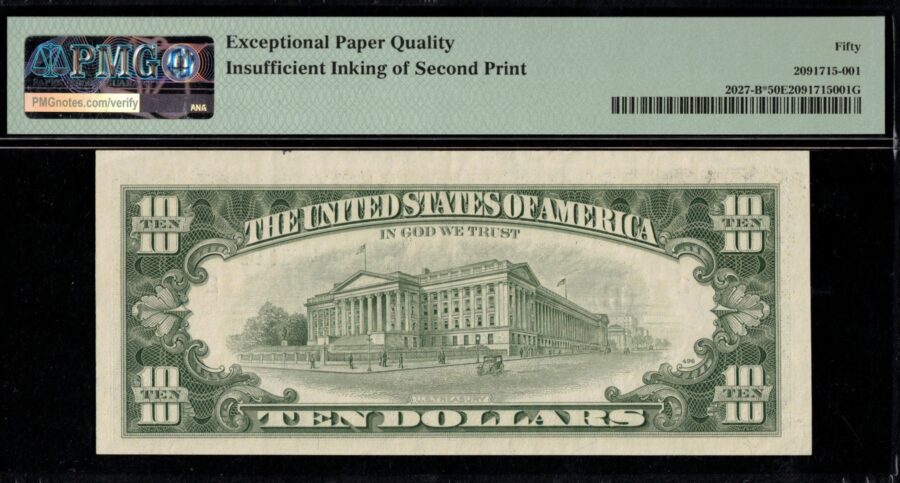 1985 $10 FRN INSUFFICIENT INK *STAR* 50Q