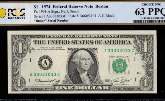 1974 $1 FRN A33033033C 63Q