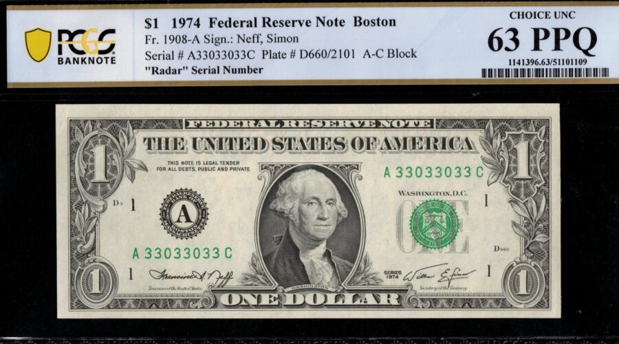 1974 $1 FRN A33033033C 63Q