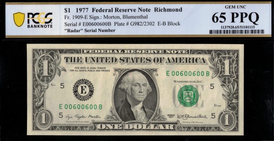 1977 $1 FRN E00600600B 65Q