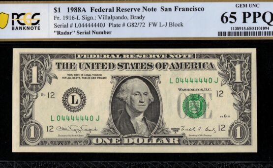 1988A $1 FRN L04444440J 65Q