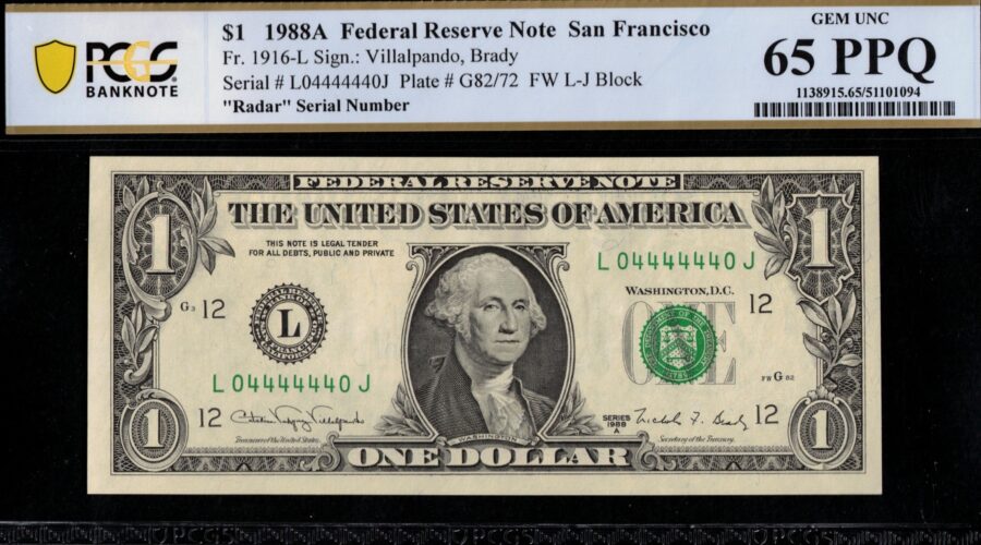 1988A $1 FRN L04444440J 65Q