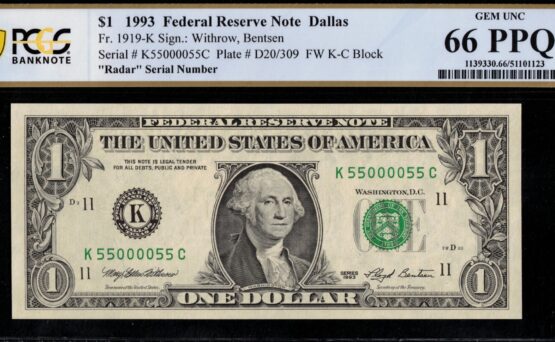 1993 $1 FRN K55000055C 66PPQ
