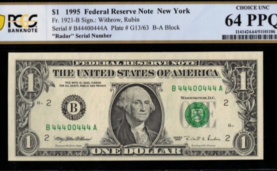 1995 $1 FRN B44400444A #64PPQ