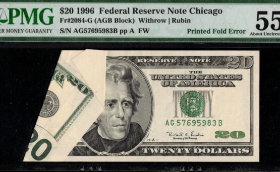 1996 $20 FRN DOUBLE FOLD-OVER 55EPQ