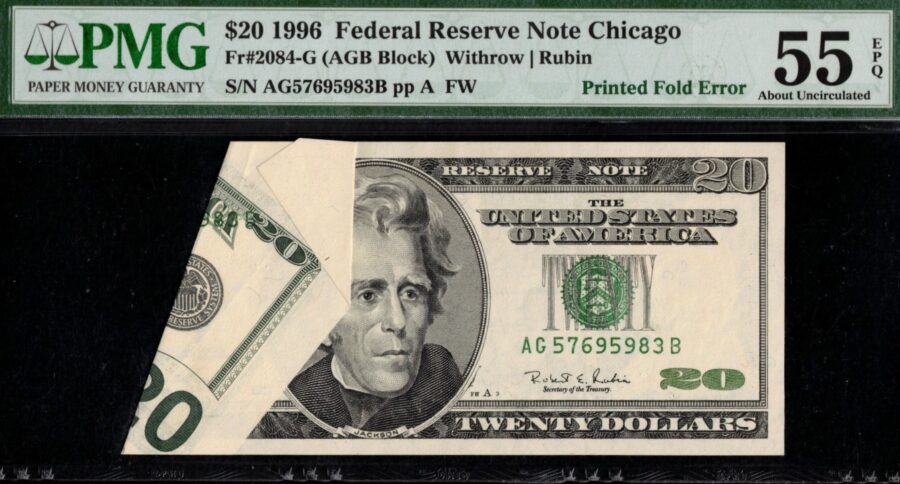 1996 $20 FRN DOUBLE FOLD-OVER 55EPQ