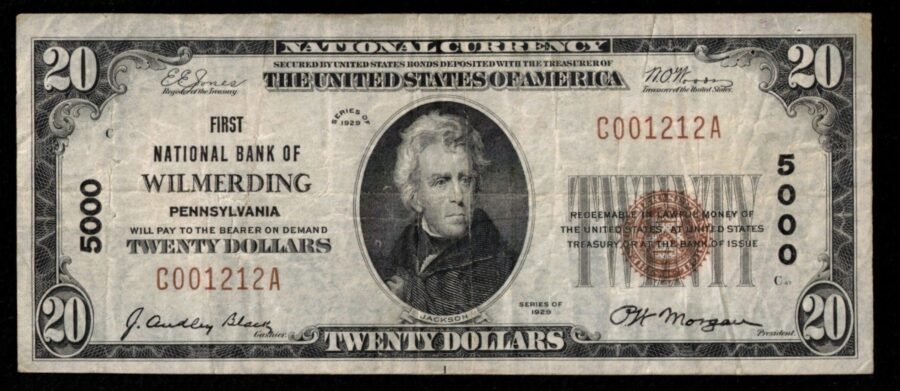 1929 $20 1ST NB Of WILMERDING PA