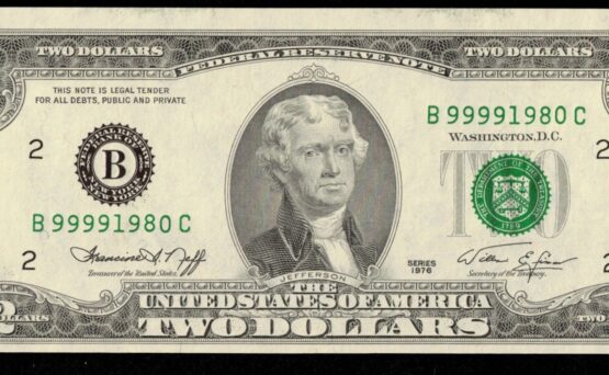1976 $2 FRN B99991980C #1980