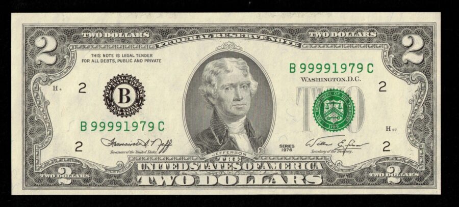1976 $2 FRN B99991979C #1979