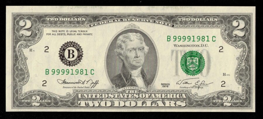 1976 $2 FRN B99991981C #1981