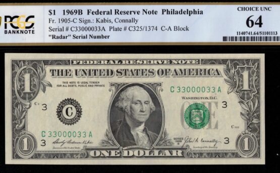 1969B $1 FRN C33000033A 64