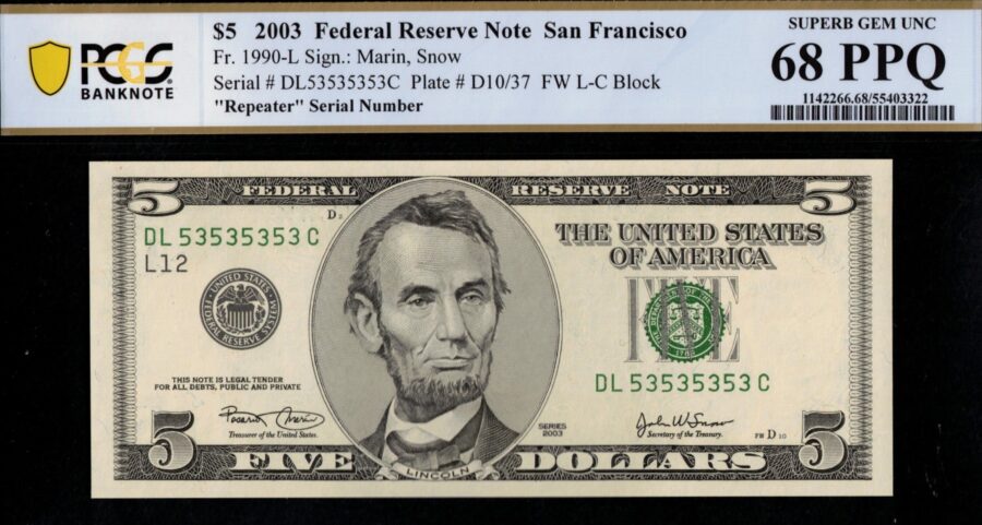 2003 $5 FRN DL53535353C 68Q