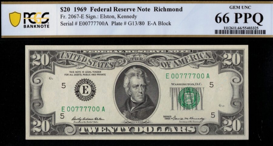 1969 $20 FRN E00777700A 66PPQ