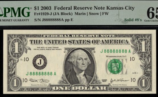 2003 $1 FRN J88888888A #65Q