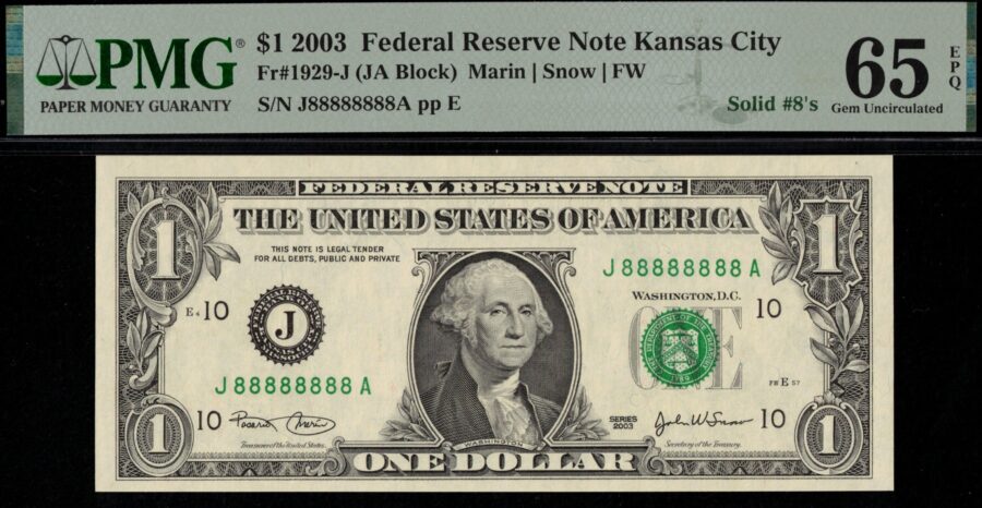 2003 $1 FRN J88888888A #65Q